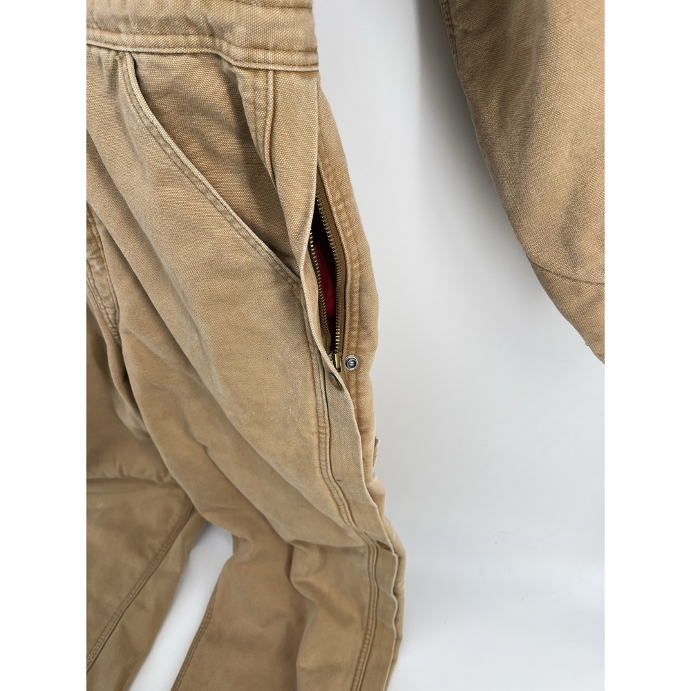 Rare vintage Carhartt Tan Brown Collar Duck Canvas Coverall Jumpsuit - Picture 14 of 16